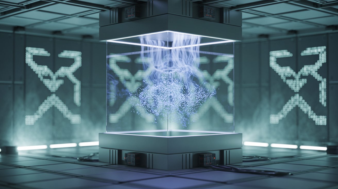 Sovereign AI vault emitting encrypted light
